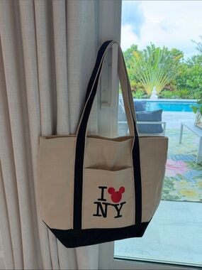 Vintage Classic Canvas Disney Tote Bag I LOVE NY Mickey NYC World of Disney